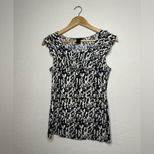 Ann Taylor Cheetah Ruffle Shirt Size Small